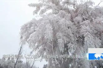 东山峰迎来今冬首场降雪，电力工人踏雪保供电